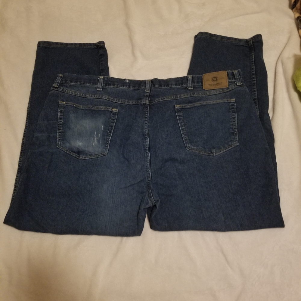 🤍 GUC Wrangler Men's Blue Jeans Size 46x30 - Picture 3 of 5